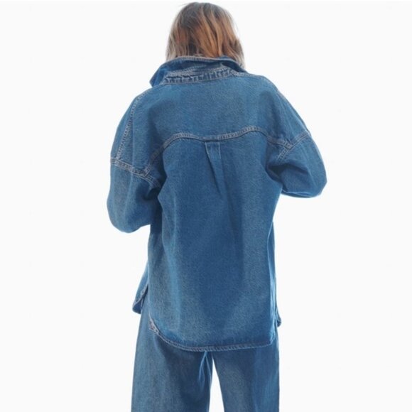 ZARA PATCH POCKET DENIM OVERSHIRT - Picture 5 of 9
